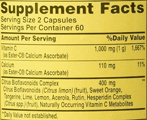 American Health Ester-C With Citrus Bioflavonoids Capsules - Gentle On Stomach, Non-Acidic Vitamin C - 500 Mg, 60 Servings, 120 Count #TOP6