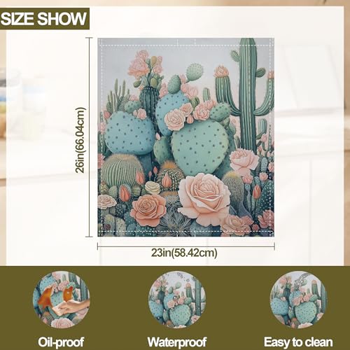 Image of Blooming Cactuses Dishwasher Magnets Decorative Cover,Tropical Magnet Fridge Panel Decal for Home Kitchen Decor,23x26 in