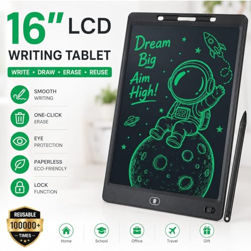 Image of Ridit Enterprises & Co 16 inch LCD Writing Tablet for Kids & Adults | Paperless Electronic Writing Board | One-Touch Erase | Lock Screen | Stylus Included