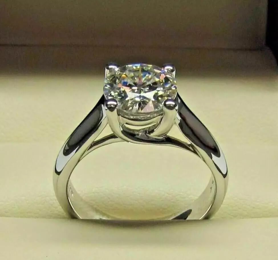 3.00Ct Round Cut Real Treated Diamond Solitaire 925 Silver Engagement Gift Ring