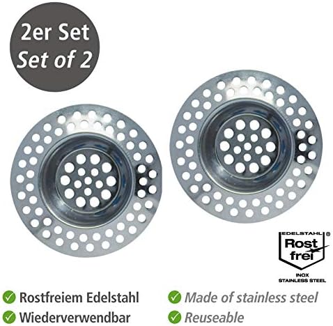 Wenko 4930302100 Sink Strainer Set of 2 7 cm Stainless Steel