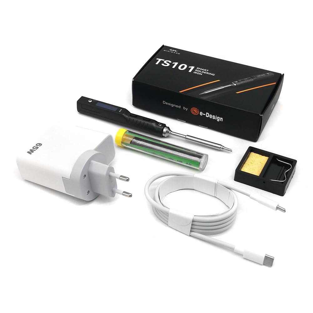 MINIWARE TS101 Lötkolben Schweißgerät BC2 Tips USB-C PD EU-Steckernetzteil Kit Tragbar Digit 65W Schnelles Aufheizen Temperatur Einstellbar 50-400℃