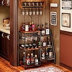 Versatile Liquor Stand for Home Bar, Wine Rack Freestanding Floor, Mini Bar Table for Liquor Whiskey Wine, 3-Tier Trapezoidal Liquor Bottle Display Shelf with Glass Holder and Fences(Patent Pending) - Image 5