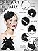 Geyoga 50s Fascinator Hat for Women Funeral Veil Hat Pillbox Cocktail Tea Party Headpiece and Lace Glove(Pearl Black,Pearl Bow)