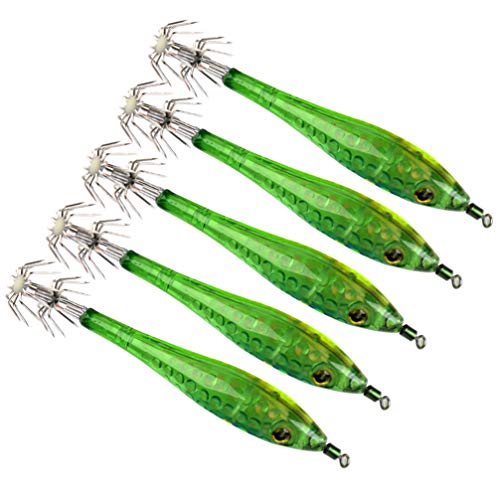 FAVOMOTO 5 Peças Luminosas de Lula Ganchos de Plástico Brilho No Escuro Iscas de Pesca Anzóis para C
