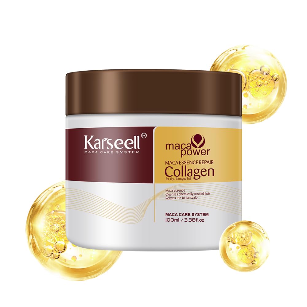 Hair Mask Collagen 100ml, Maca Power Collagen Hair Mask Argan Oil Deep Repair for Dry Damaged Hair All Hair Types