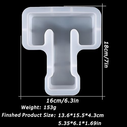 Miniatura 40 de Molde de letras grandes de 7 pulgadas para resina, 26 moldes epoxi del alfabeto en mayúsculas, molde del alfabeto grande de la A a la Z para hacer