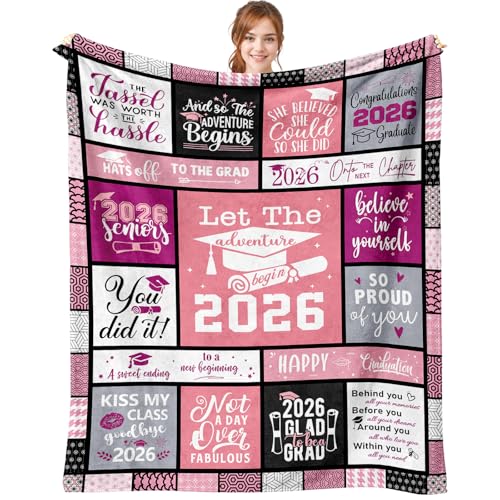 2026 Graduation Gifts Throw Blanket 60X50 Graduation Gifts Her Graduation Gift for Girls/Women Class of 2026 Graduation Gifts Female College/Masters Degree/High School/PHD Graduation Gifts