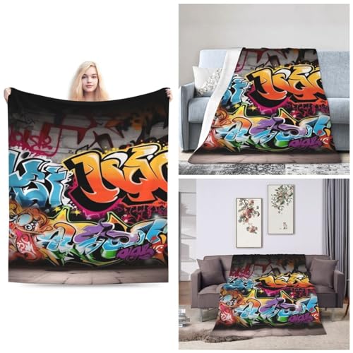 Couverture micro ultra douce graffiti KHiry 203x152 cm pour lit