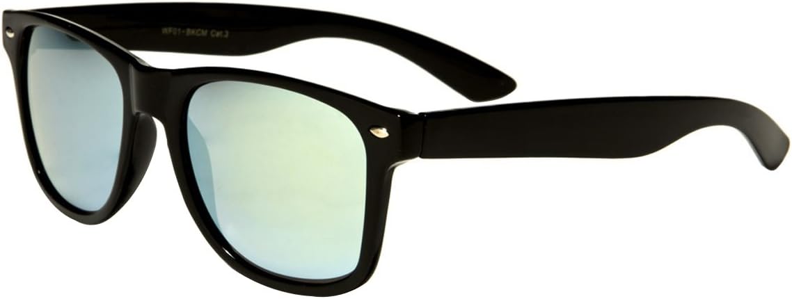 Mirozi Men's Wayferer 48MM Mirrored Lens Sunglasses (Black, Light Blue Mirrored)