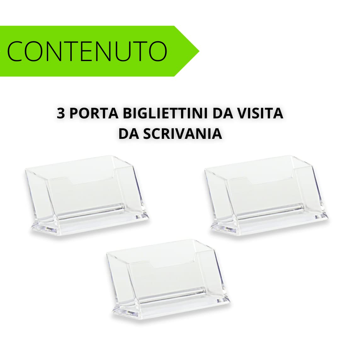 Portabiglietti da visita da scrivania in Acrilico trasparente, Pack da 3, espositore