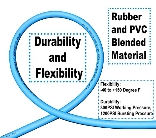 YOTOO-Hybrid-Air-Hose-15m-Long-65mm-ID-X-12mm-OD-300-PSI-with-Bend-Restrictors-14-Inch-Europe-Steel-Quick-Coupler-and-Plug-Blue