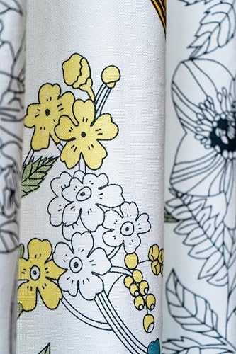 Image of Tranquebar Curtain Co. Window Curtains 6 Feet, 60-65% Room Darkening, Yellow Floral & Bird Print, Cotton Curtains for Window, Cotton Curtains 6 Feet Long Set of 2, BackTabs, Dia (183 cm) - Set of 2