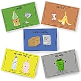 ✅ DISEÑO DIVERTIDO Y BRILLANTE - Cada pegatina tiene un diseño diferente gracioso, que anima a reciclar hasta a los más peques de la casa