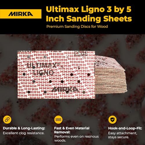 Image of Mirka Abrasive Sheets Ultimax Ligno 3x5 Hook and Loop P320 50 Pack