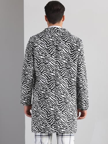 Image of Lars Amadeus Animal Printed Trench Coat for Men's Notched Lapel Classic Vintage Winter Overcoats