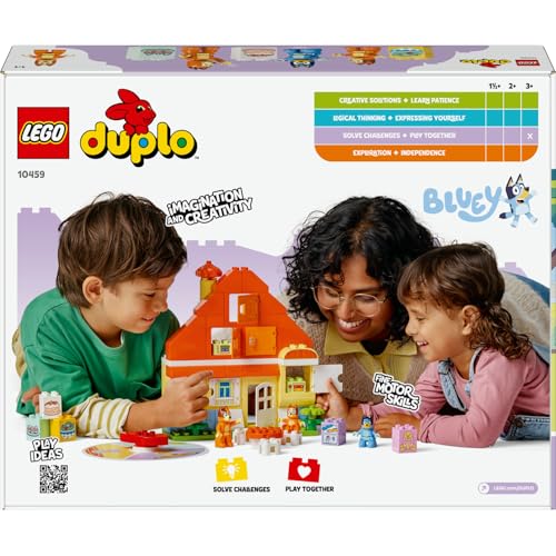 LEGO DUPLO Bluey: Bluey Ailesinin Evi ve Hafıza Oyunu 10459-3 Yaş ve Üzeri Çocuklar için İnteraktif Oyun İçeren Eğitici Oyuncak Yapım Seti, Doğum Günü Hediyesi (83 Parça)