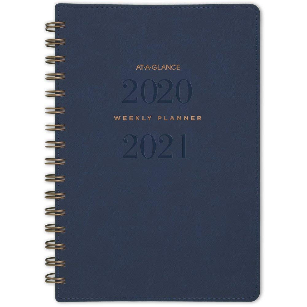 Akademischer Planer 2020–2021, AT-A-Blick, Wochen- und Monatsplaner, 14 x 21 cm, klein, Signature Collection, Marineblau (YP200A-20)