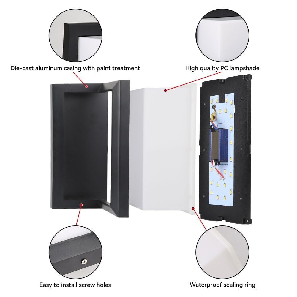CANMEIJIA Aplique Pared Exterior 18W Lámpara de Pared LED Impermeable IP65 Luz de Aluminio Iluminación 3000K 4000K 6500K Ideal para jardines, garajes, portales