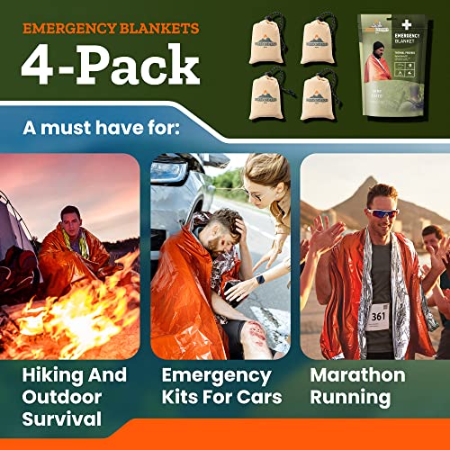 Emergency Blanket 4Pack Space Blankets Preserve up to 90% of Body Heat Emergency Blanket survivel Multipurpose, Emergency Blanket car Foil Blanket Bundle by NeedIndeed, 83x52 in. - Image 6