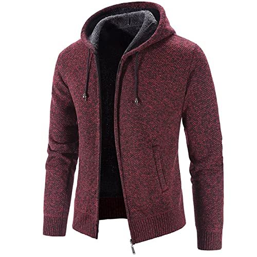 Blouson Homme Hiver à Capuche Chaud Marque à Cordon Poches Zippé Tunique Pulls, Gilets et Sweats Sport Vintage Casuals Mode Veste Homme Pas Cher Halloween Automne...