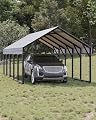 GarveeLife 12x25 ft Metal Carport Oversized, Reinforced Frame and Steel Roof for All-Weather Use, Permanent Shelter for Bass Boats, Full-Sized Pickup Trucks, and Tractors