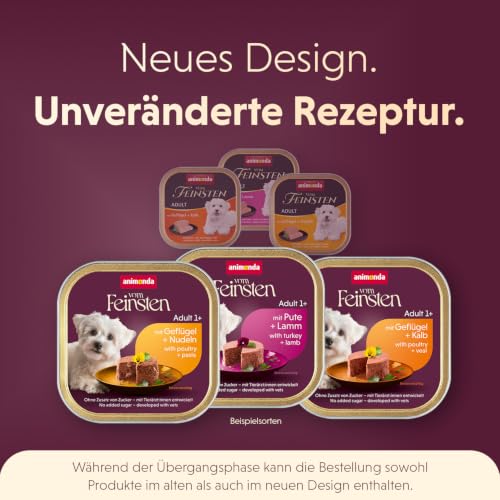 animonda vom Feinsten Hundefutter nass mit Hirsch (22 x 150g), getreidefreies Hundefutter ohne Zucker, mit frischen, fleischigen Zutaten