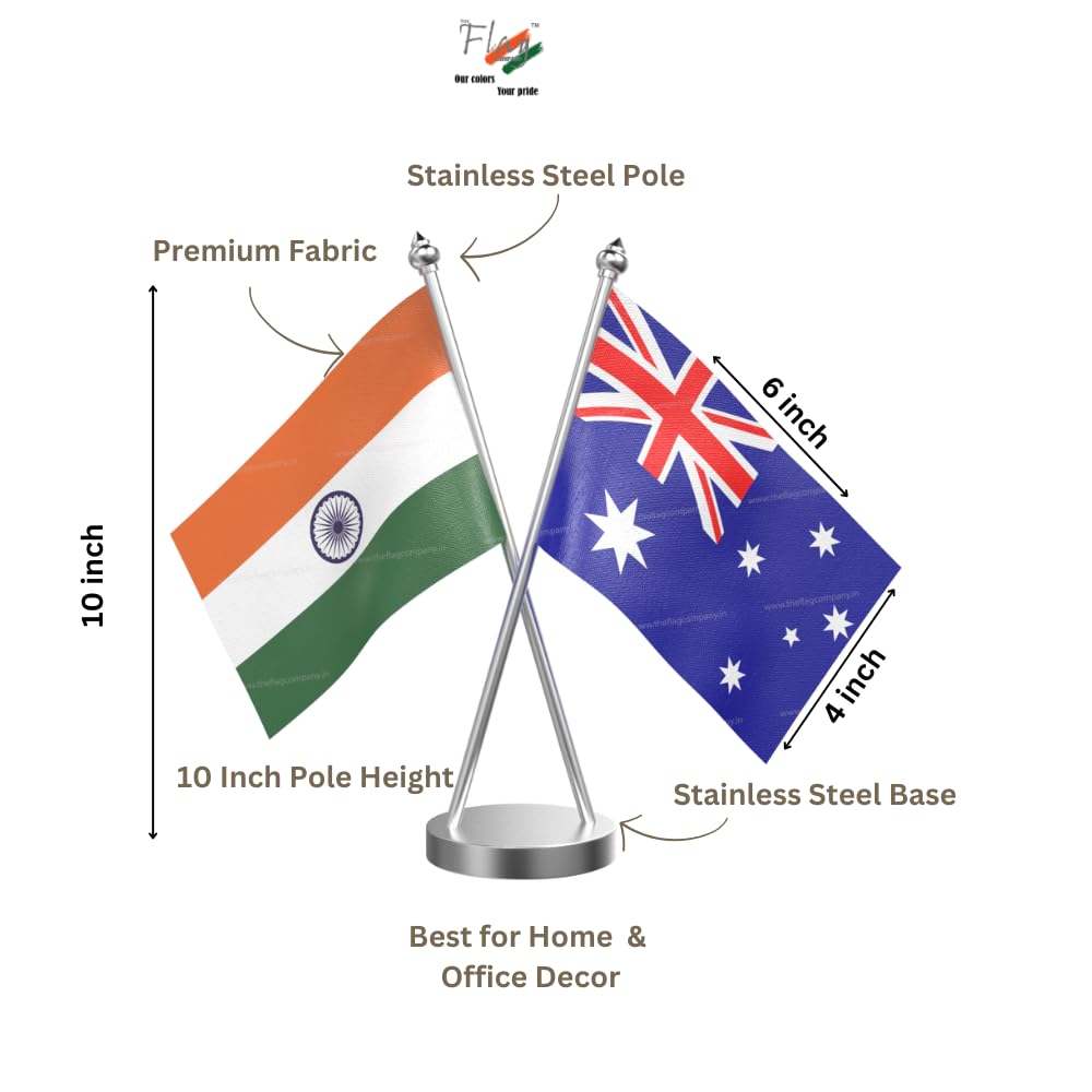The Flag Company India & Australia Cross Table Flags | 4x6 Inch
