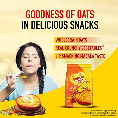 Image of Saffola Masala Oats | Tasty Evening Snack| Healthy Snack| Classic Masala| 500g (Pack of 2)
