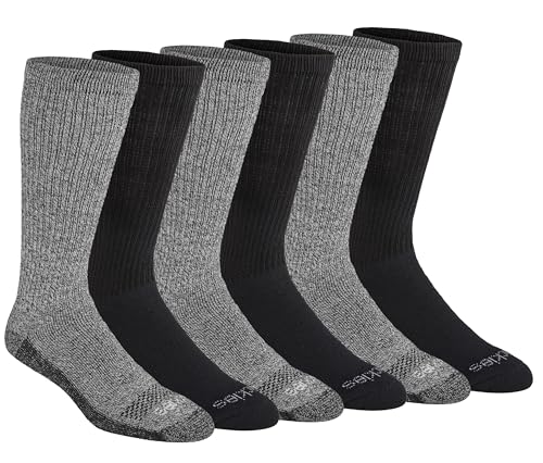 Dickies Men's Dri-Tech Moisture Control Boot-Length Socks, 6 & 12 Pairs, Sizes L-XL, Marl Assort (6 Pairs), Large