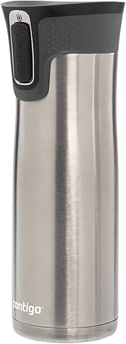 Miniatura 69 de Contigo Autoseal West Loop - Taza de viaje de acero inoxidable con aislamiento de vacío (16 oz, acero inoxidable/azul Mónaco, 2 unidades)