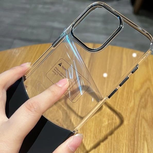 Image of MILLION CASES Back Cover Case for iPhone 15 Pro Shockproof Protective Crystal Splicing Contrast Transparent Case for Men & Boys(Natural Titanium)