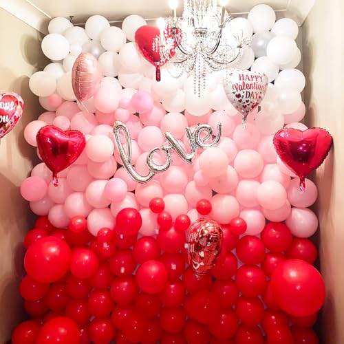 Image of PartyWoo Pearl Red Balloons 50pcs Latex Helium Balloons 12 Inch | Graduation Wedding Anniversary Birthday Valentine's Day Bachelorette Strawberry Party Decorations Red-Z06
