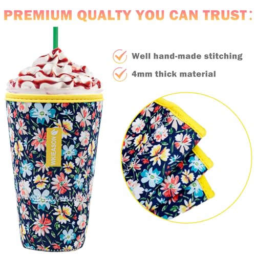 Image of WK IEASON Reusable Iced Coffee Insulator Sleeve for Cold Beverages Universal Ice Coffee Sleeve Neoprene Cold Coffee Cup Sleeves Cooler Cover 16-32OZ for Coffee Cups, McDonalds, Dunkin Donuts, More