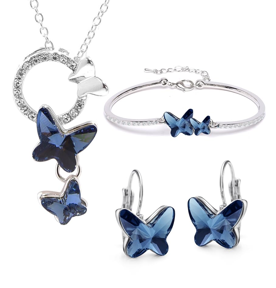 YouBella Valentine Gifts Jewellery Combo of Crystal Stylish Necklace Jewellery Set with Earrings and Bracelet for Girls and Women (Blue) (YBNK_50619) (B0D872G16Q) Amazon Price History, Amazon Price Tracker