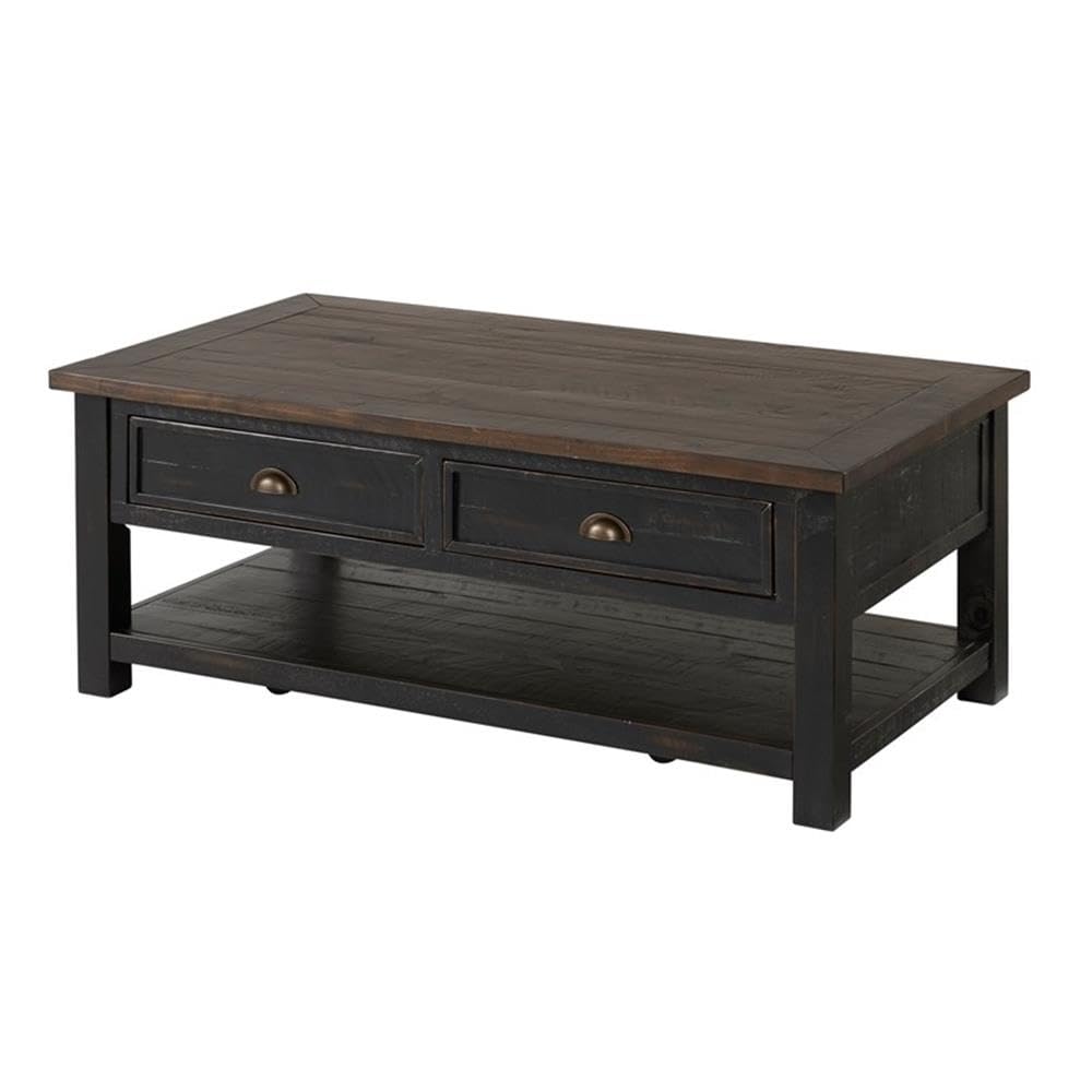 Martin Svensson Home Solid Wood Coffee Table, Black with Brown Top