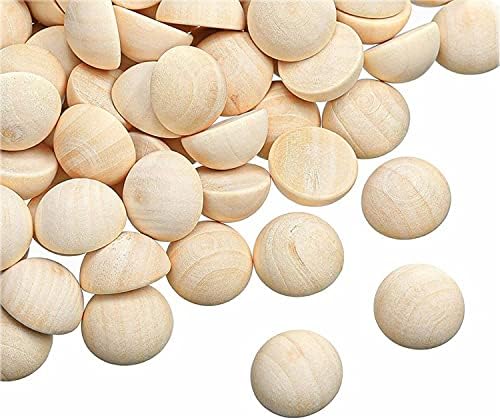 100pcs Half Wood Balls Unfinished Natural Half Ball Split Wood Balls for DIY Projects, Kids Arts and Craft Supplies (15mm)