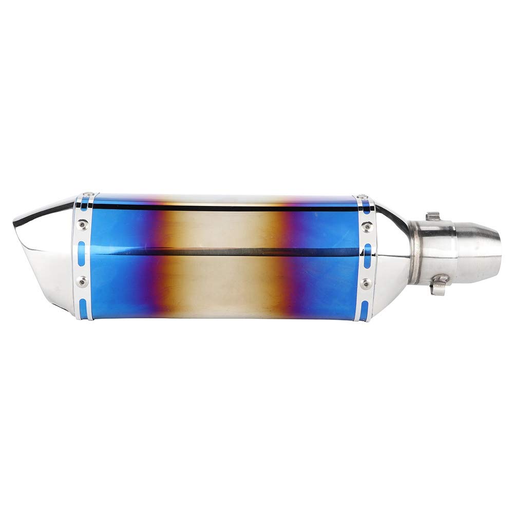 Tubo di Scarico della Coda, Moto Universale 51 Mm in Acciaio Inossidabile Coda Silenziatore Posteriore Tubo di Mostro di Scarico Blu Lucido