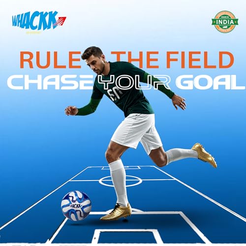 Image of WHACKK Pele Blue & White Football (Size 5) - 32-Panel Durable PVC Ball