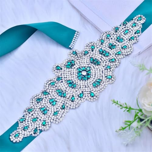 Women's Sequined Bridal Belt, 8-Rhinestone Party Dress Belt, Hand-Beaded Evening Accessory3