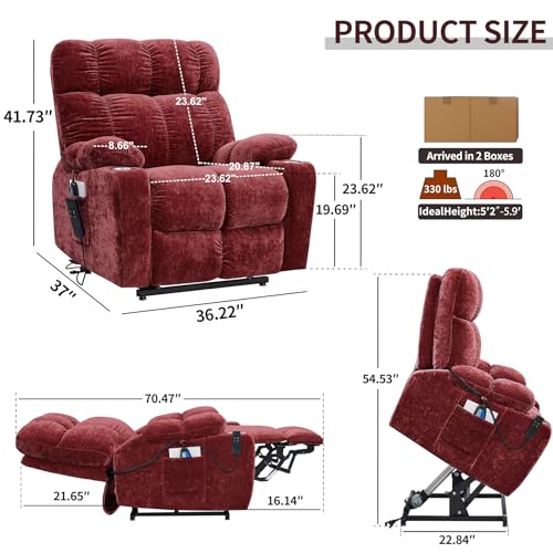 Sillón reclinable eléctrico tejido rojo miniatura 2