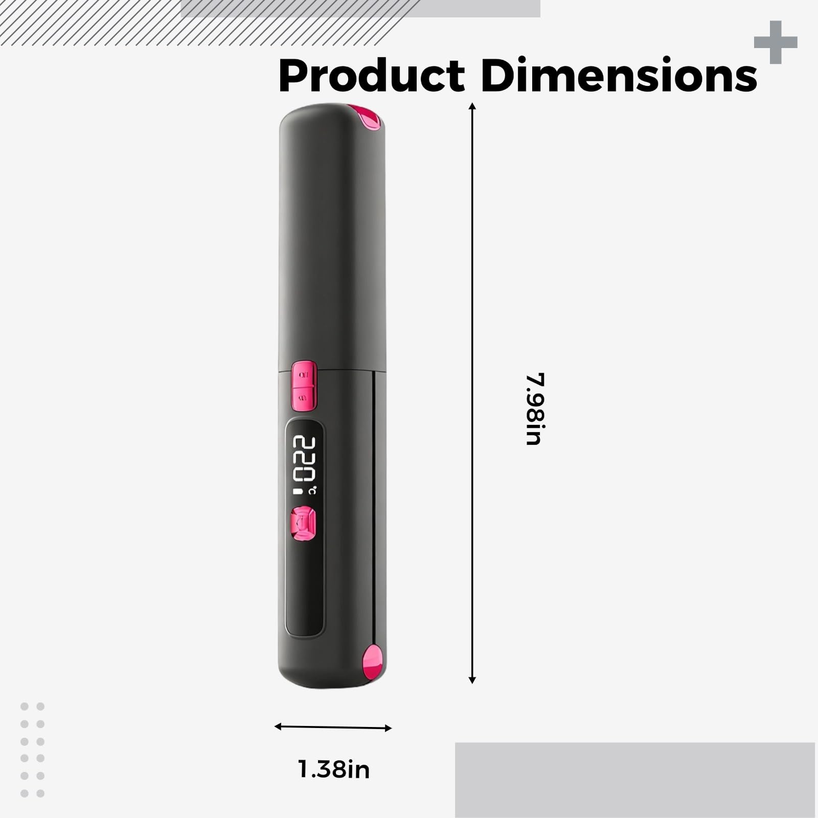 Alisador y rizador de pelo inalámbrico 2 en 1, mini plancha plana portátil con 6 ajustes de temperatura, estilizador de viaje recargable USB-C con pantalla LCD y revestimiento de cerámica, gris