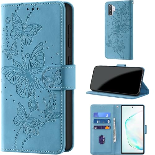 CaseGla Coque pour Samsung Galaxy Note 10 Plus, [Blocage RFID] [Housse en Cuir PU Premium] [Etui à Rabat] [Pochette de Portefeuille] Étui de Protection, Bleu...