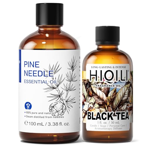 Aceite Esencial de Pino HIQILI 100ML y Aceite Aromático de Té Negro 30ML
