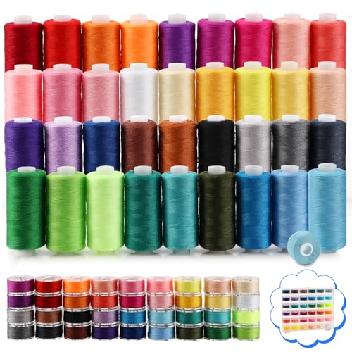 Kasanni Hilos De Coser 400 Yardas 36 Colores Hilos De Coser Para Maquina 36 Carretes Hilo de coser para uso diario, Para bordar y tejer, coser a mano
