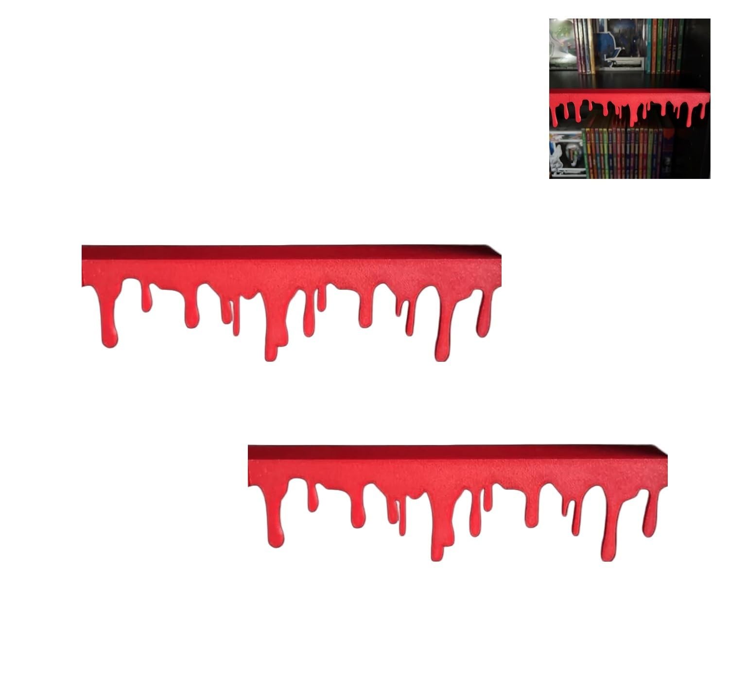2025 Blood Drip Bookshelf Decor - Glow-in-The-Dark Shelf Edge with Realistic Blood Stains, Haunted House & Horror Room Decor for Halloween(2Pcs-A)
