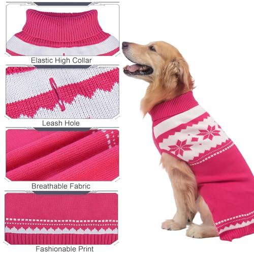 Image of Mihachi Dog Sweater - Winter Coat Apparel Clothes with Colorful Stripes for Cold Weather, Pink SM