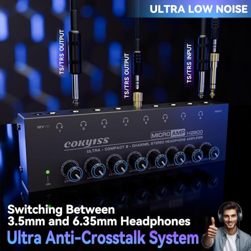 image for COKYISS Headphone Amplifier,8 Channel Stereo Headphone Amp,Portable Me