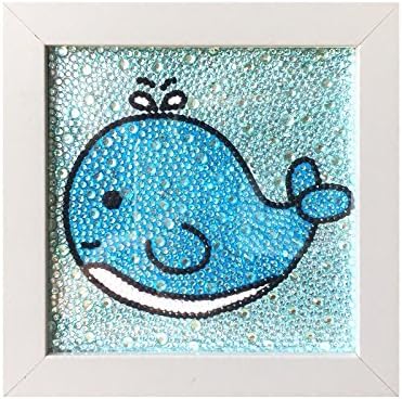 Young Sugar Diamond Painting Full Drill Kits for Kids, Cross Stitch Kits for Children with Frame 6X6 Inch (Blue Whale)