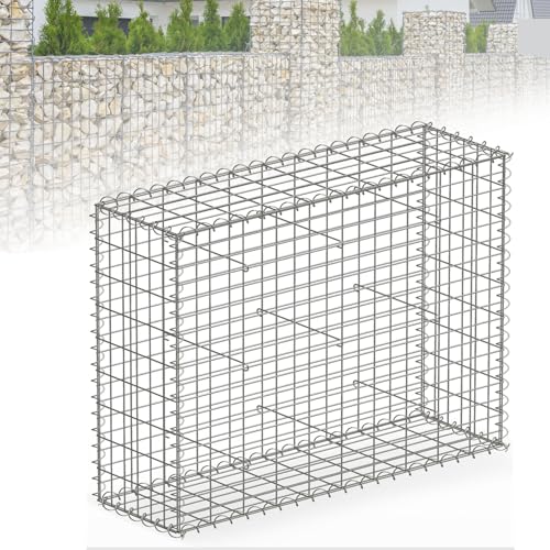 Floordirekt Gabione, Steinkorb aus Metall, 100x90x30 cm verzinkter Drahtkorb mit Maschenweite 5 x 10 cm, Steinmauer als Gartenzaun, Gabionengitter als...